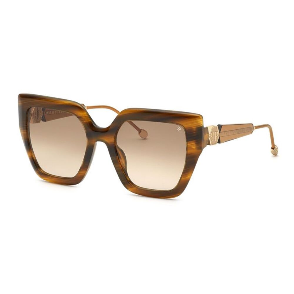 Philipp Plein Sunglasses Square Full Rim, Brown Frame and Brown Gradient Lens